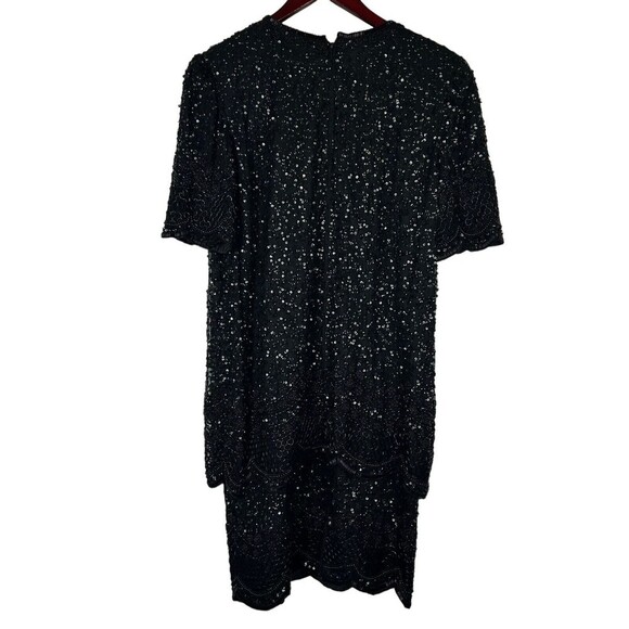 Lillie Rubin size Large Black Beaded Evening Cocktail Dress Women's 100% Silk - Picture 5 of 6